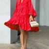 Vintage Embroidery Beach Style Solid Lace Hollow Out Pattern Loose Mini Dress - Image 2