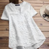Casual Plus Size O-neck Blouses For Women Plus Size Loose Button Tunic Shirt Blouse Tops