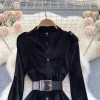 Vintage Velvet Office Ladies Temperament High Quality High Waist Long Dresses - Image 4