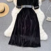 Vintage Velvet Office Ladies Temperament High Quality High Waist Long Dresses - Image 6