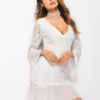 Women Lace Dress V Neck Mini Dress Flared Sleeve Fall Dress