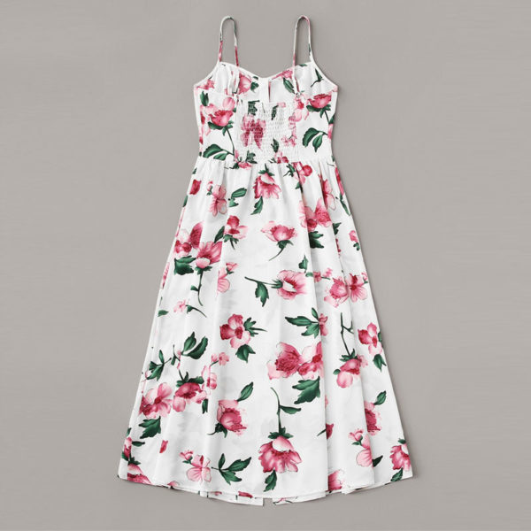 Women Sleeveless Spaghetti Strap Beach Shirred Long Boho Dress - Image 2