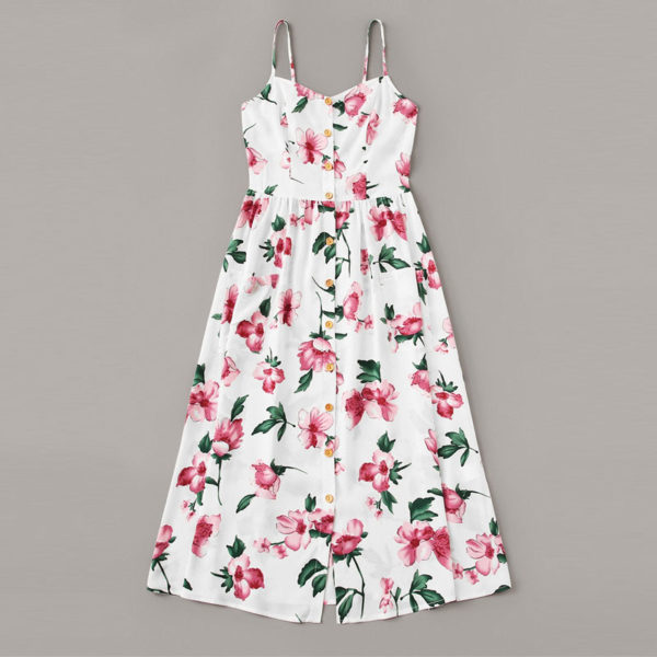 Women Sleeveless Spaghetti Strap Beach Shirred Long Boho Dress - Image 3