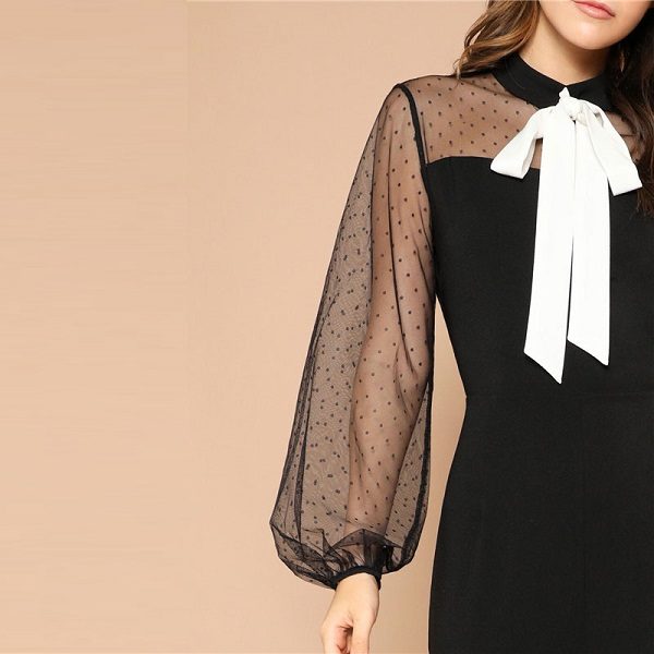 Women Mid Waist Bishop Sleeve Elegant Sexy Jumpsuit - Image 4