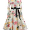Women's Sweet Long Sleeve Floral Pattern Aline Dress
