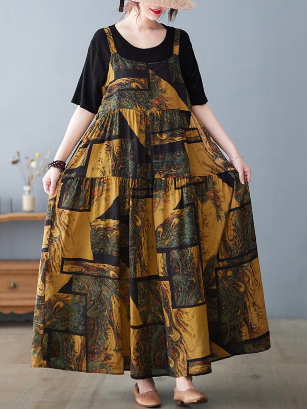 Sleeveless strap cotton linen vintage floral new in dresses for women casual loose long summer dress elegant clothing - Image 4
