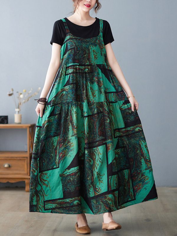 Sleeveless strap cotton linen vintage floral new in dresses for women casual loose long summer dress elegant clothing - Image 5