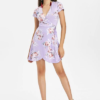 Surplice Plunge Flower Pattern Dress - Image 5