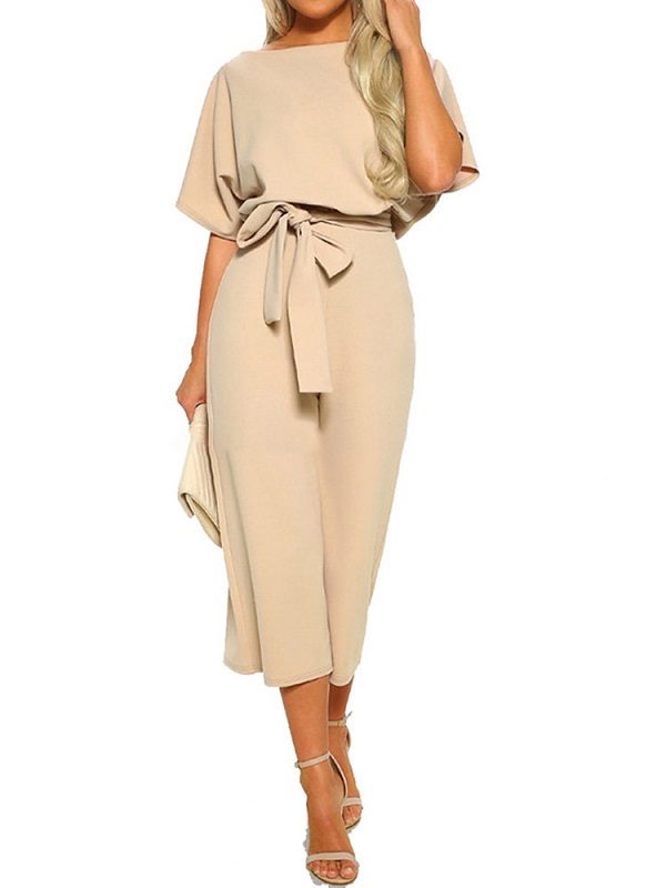 Casual Lace-up Wide Leg Jumpsuits