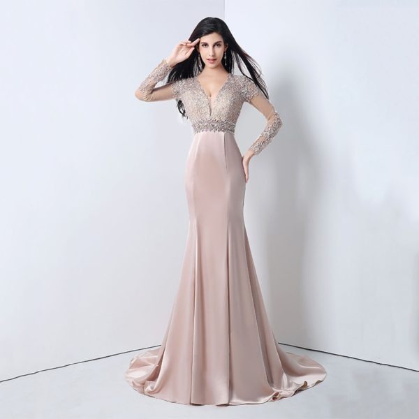 Evening Dresses Mermaid Beading Appliques Women Prom Gowns - Image 4