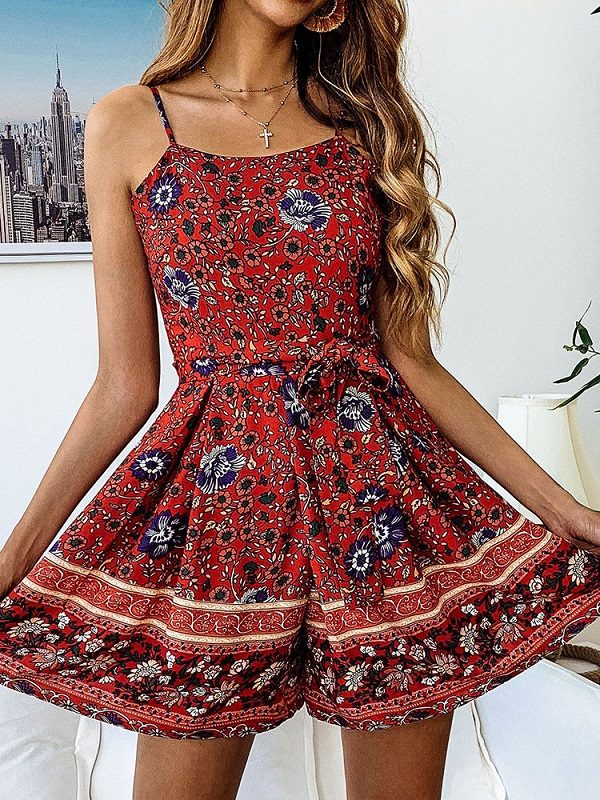 Floral Print Shorts Jumpsuit - Image 9