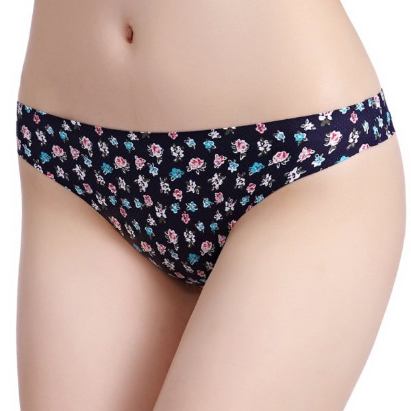 Hollow Breathable Printing Cotton Crotch Low Rise Thongs - Image 5