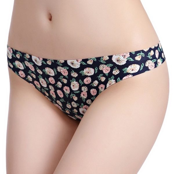 Hollow Breathable Printing Cotton Crotch Low Rise Thongs - Image 9