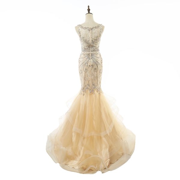 Luxury Beading Crystal Tulle Formal Gala Party Gowns - Image 9