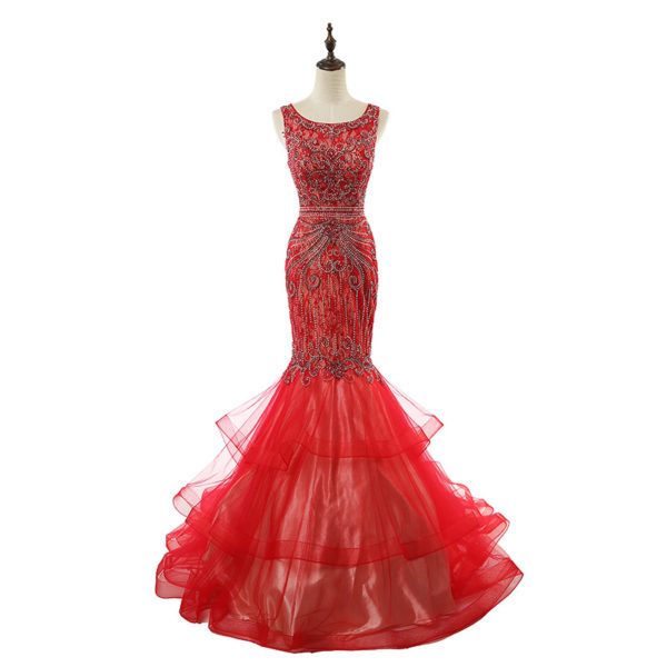Luxury Beading Crystal Tulle Formal Gala Party Gowns - Image 6