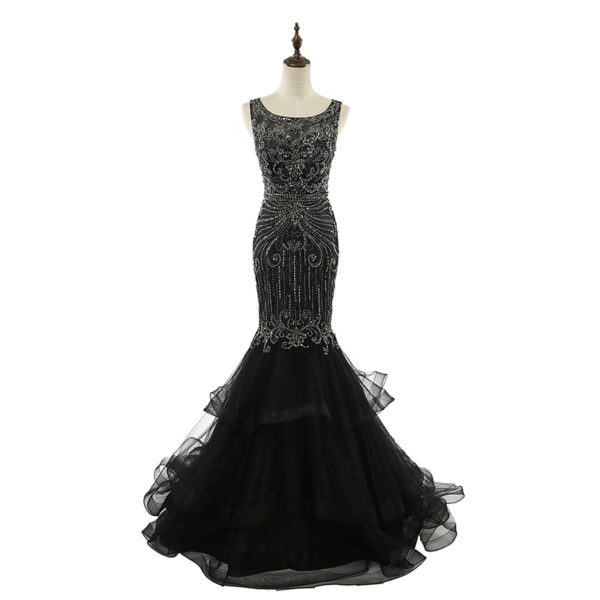 Luxury Beading Crystal Tulle Formal Gala Party Gowns - Image 3