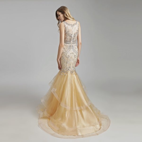 Luxury Beading Crystal Tulle Formal Gala Party Gowns - Image 8