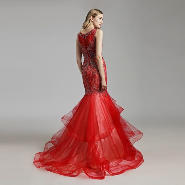 Luxury Beading Crystal Tulle Formal Gala Party Gowns - Image 5