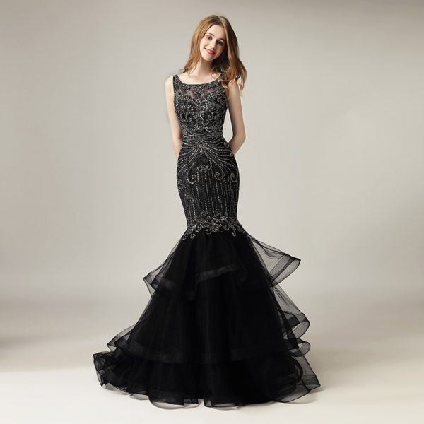 Luxury Beading Crystal Tulle Formal Gala Party Gowns