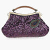 Peacock Feather Pattern Evening Bag With Sequins - Image 11