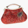 Peacock Feather Pattern Evening Bag With Sequins - Image 3