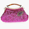 Peacock Feather Pattern Evening Bag With Sequins - Image 7