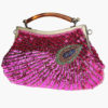 Peacock Feather Pattern Evening Bag With Sequins - Image 8