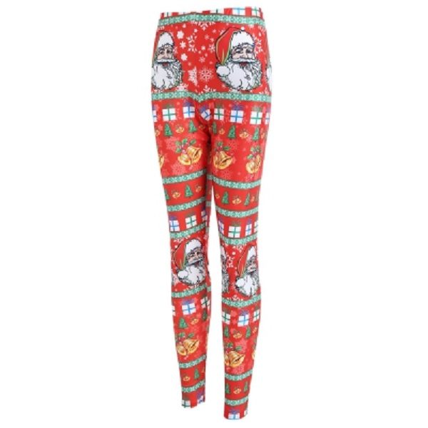 Plus Size Christmas Santa Claus Bell Print Leggings - Image 7