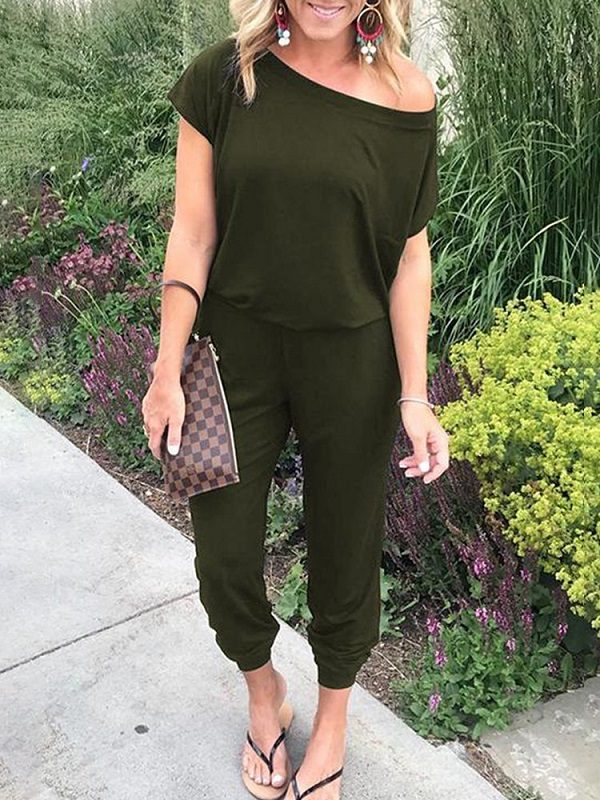 Solid Color Casual Jumpsuit