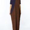 Women Short Sleeve Stripe Patchwork Loose O-neck Maxi Dresses - Image 2