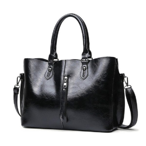 2 PCS Women Oil Wax PU Leather Tote Handbag - Image 3