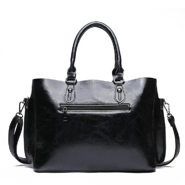 2 PCS Women Oil Wax PU Leather Tote Handbag - Image 4