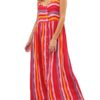 Casual Women V-Neck Striped Loose Strap Maxi Dress
