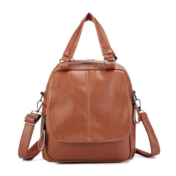 Women Faux Leather Multi-function Handbag Travel Backpack