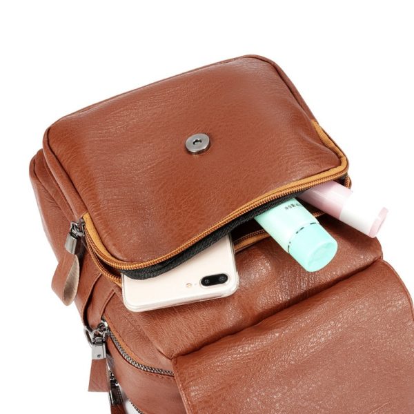 Women Faux Leather Multi-function Handbag Travel Backpack - Image 10