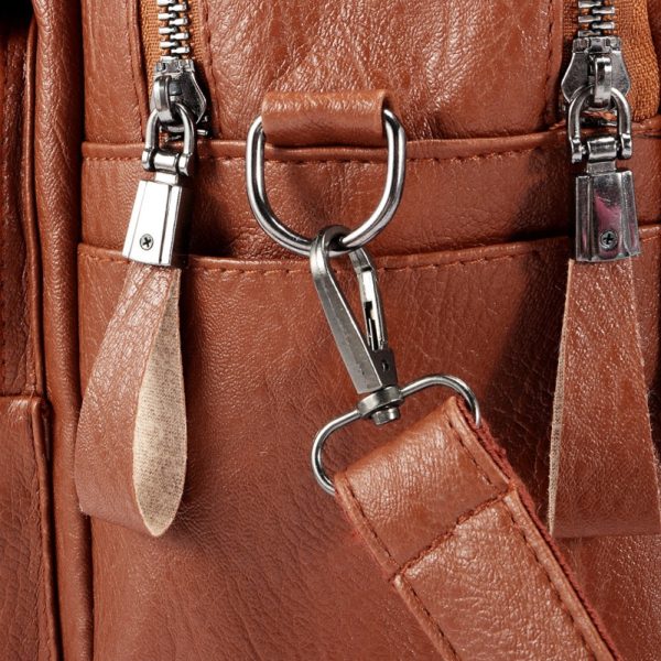 Women Faux Leather Multi-function Handbag Travel Backpack - Image 12