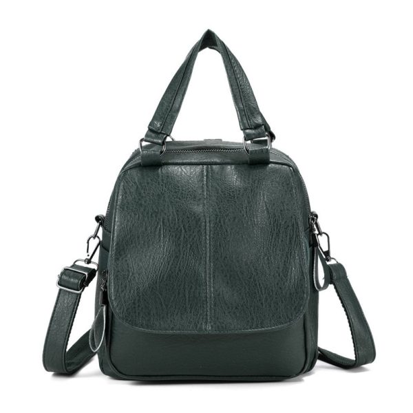 Women Faux Leather Multi-function Handbag Travel Backpack - Image 13