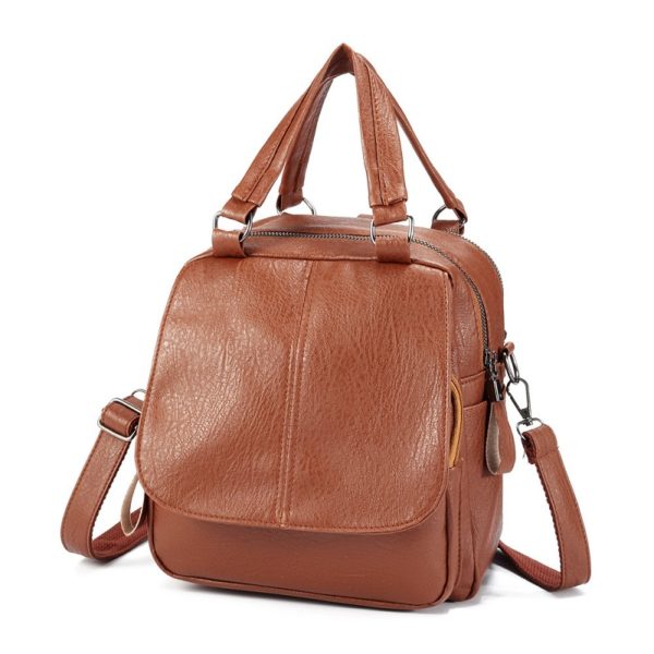Women Faux Leather Multi-function Handbag Travel Backpack - Image 2