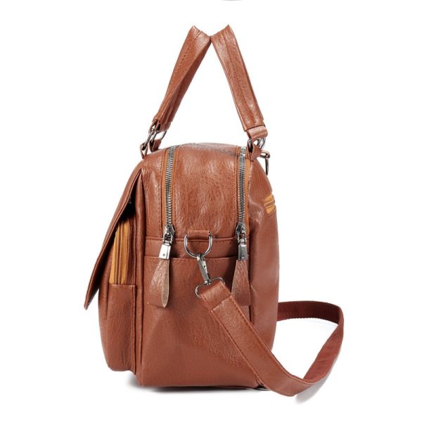Women Faux Leather Multi-function Handbag Travel Backpack - Image 3