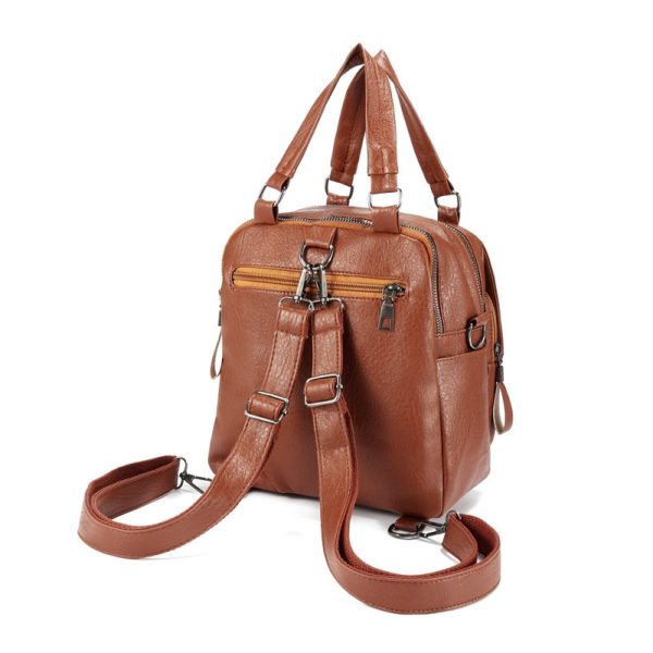 Women Faux Leather Multi-function Handbag Travel Backpack - Image 4