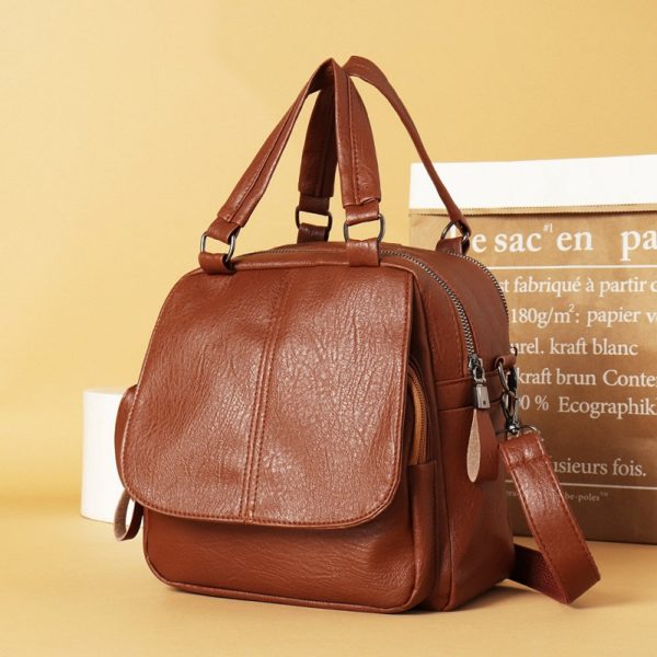 Women Faux Leather Multi-function Handbag Travel Backpack - Image 6