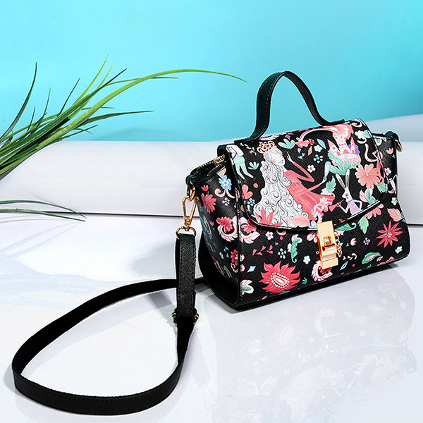 Women PU Leather Print Handbag Travel Crossbody Bag - Image 10