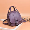 Women retro soft PU leather multi-function handbag Double Layer Solid backpack - Image 7