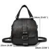 Women retro soft PU leather multi-function handbag Double Layer Solid backpack - Image 5