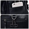 Women retro soft PU leather multi-function handbag Double Layer Solid backpack - Image 2