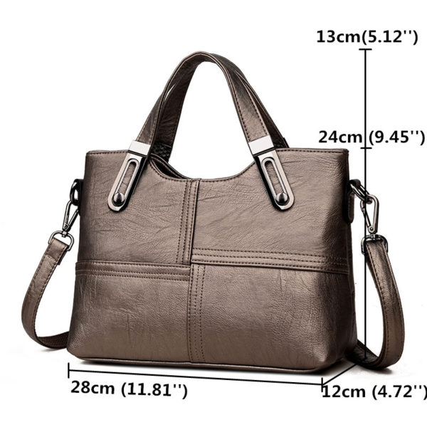 Women sewing handbags soft leather leisure large capacity Cross body bag - Image 13