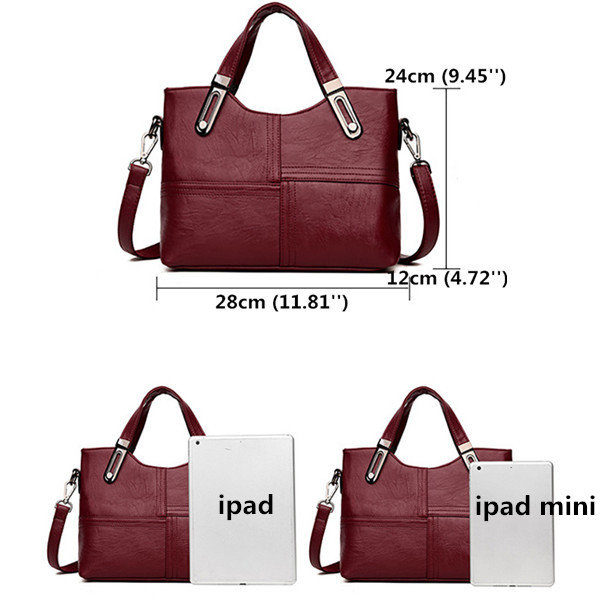 Women sewing handbags soft leather leisure large capacity Cross body bag - Image 8