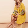 Boho Ethnic Puff Long Sleeve Embroidered Shift Dress