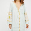Boho Ethnic Puff Long Sleeve Embroidered Shift Dress - Image 9