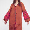 Boho Ethnic Puff Long Sleeve Embroidered Shift Dress - Image 8